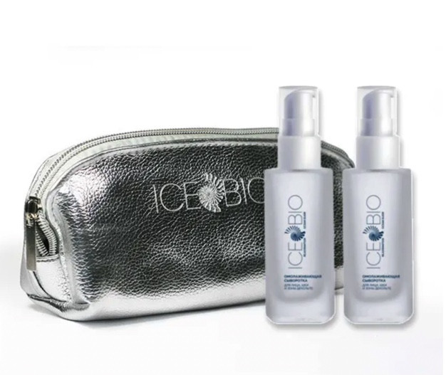 ICE BIO. Набор Сыворотка  2 шт омолаживающая для лица, шеи и зоны декольте 30мл, в косметичке в Красноярске