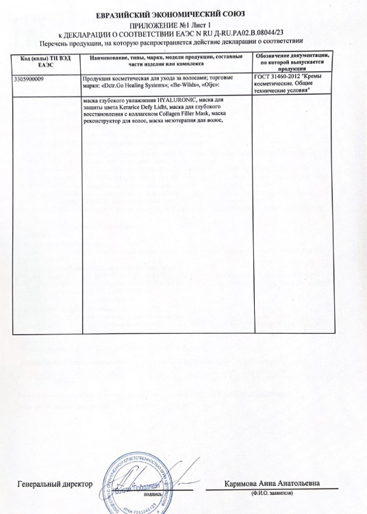 Несмываемая маска для восстановления волос после окрашивания и осветления Therapy peptide bonding C78  hair mask в Красноярске